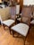 Mid-Century Modern cane back dining chairs with upholstered Scallop pattern Fabric. Fabric is in excellent condition. Two...