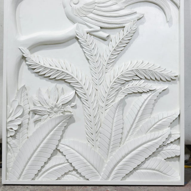 Pair of Modern White Relief Wall Panels With Bird and Grape Motifs For Sale - Image 12 of 18