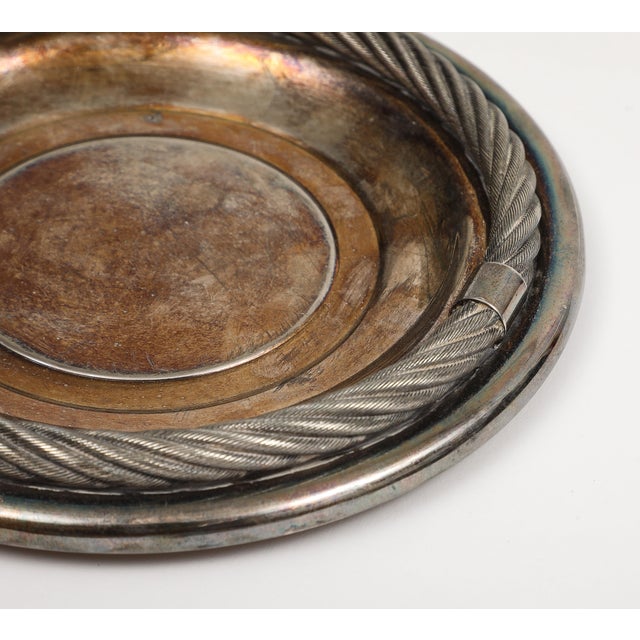 Late 20th Century Vintage Christofle Silver Plated Dish With Rope Border For Sale - Image 5 of 7