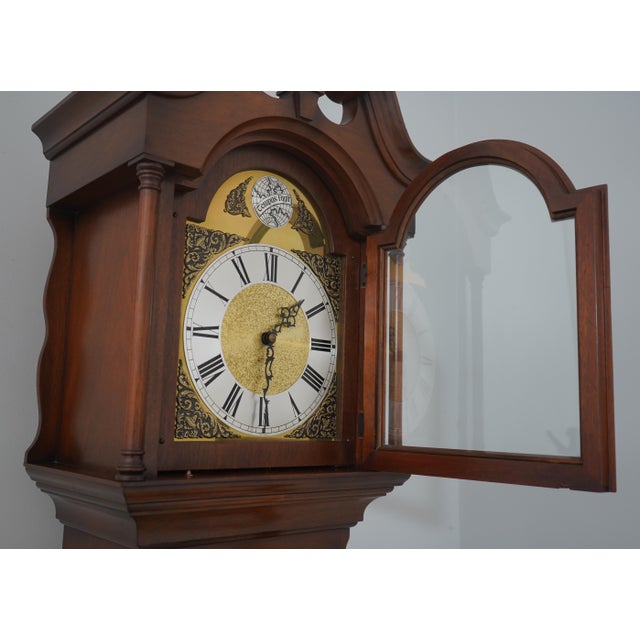 1970s Colonial Mahogany Grandfather Hall Clock For Sale - Image 5 of 18