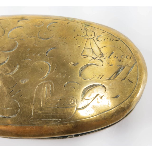 18th Century Dutch Brass Engraved Writing Ink Box For Sale - Image 11 of 13