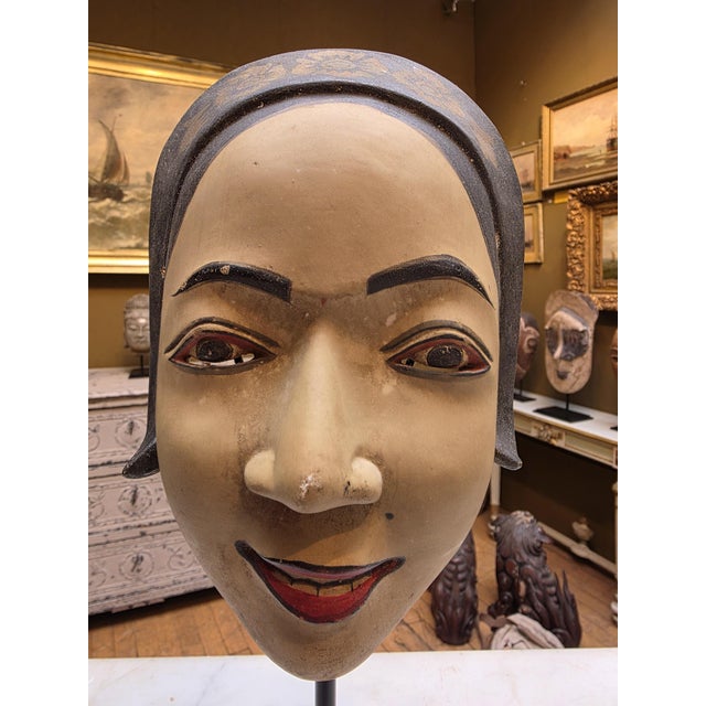 Balinese Mask Mounted on a Steel Base, 1950s For Sale - Image 10 of 12