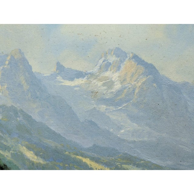 Wood Alpine Landscape, 1970s, Oil Painting on Board, Framed For Sale - Image 7 of 10