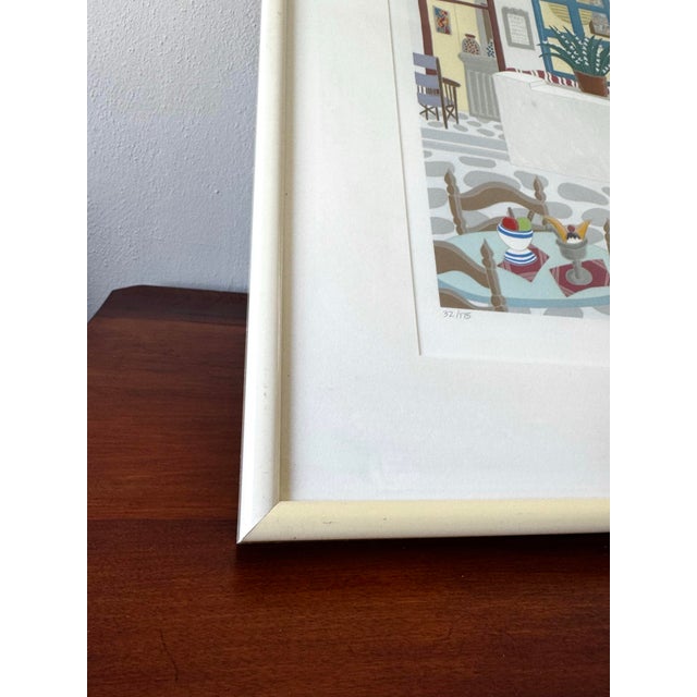 Late 20th Century Thomas McKnight “Pierrot’s” Signed Serigraph, Framed Mediterranean Interior Print For Sale - Image 5 of 12