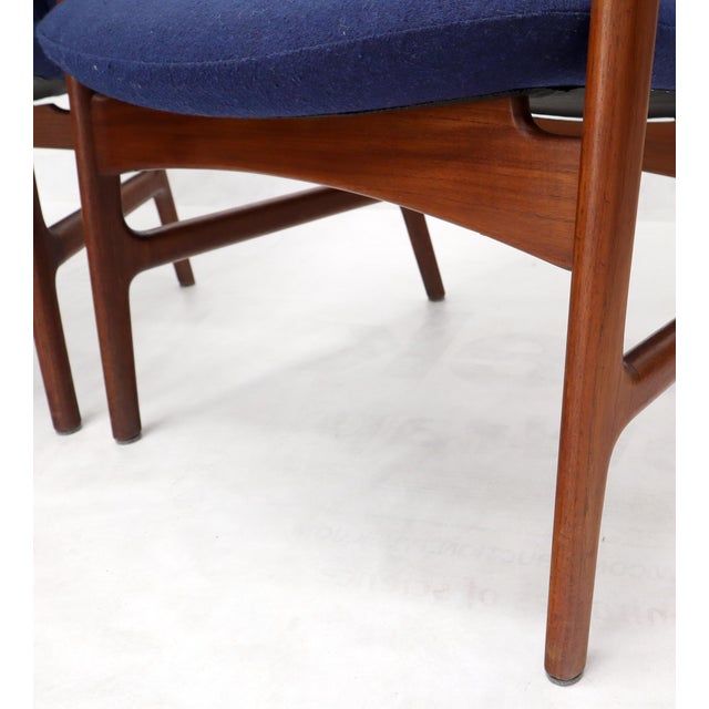 New Blue Wool Upholstery Teak Frames Danish Mid-Century Modern Lounge Chairs For Sale - Image 13 of 15