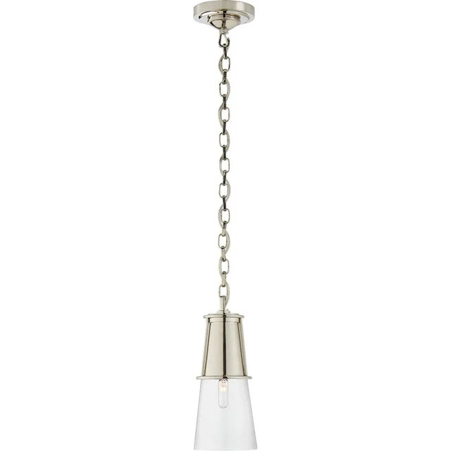 Modern Thomas O'Brien for Visual Comfort Signature Robinson Small Pendant in Polished Nickel with Clear Glass For Sale - Image 3 of 3