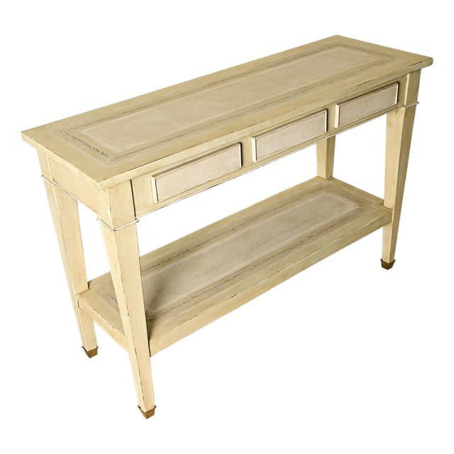 French Vintage Solid Walnut Painted Console Table For Sale