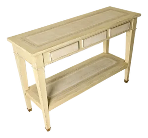 French Vintage Solid Walnut Painted Console Table