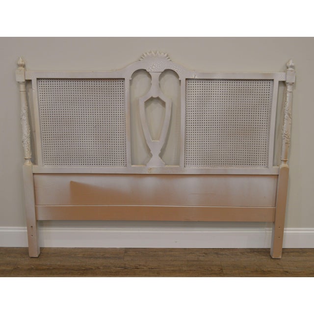French Country White Painted Caned Queen Headboard Chairish