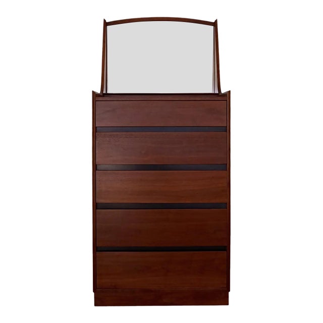 1960s Highboy Dresser With Mirror and Jewelry Storage - Martin Borenstein For Sale