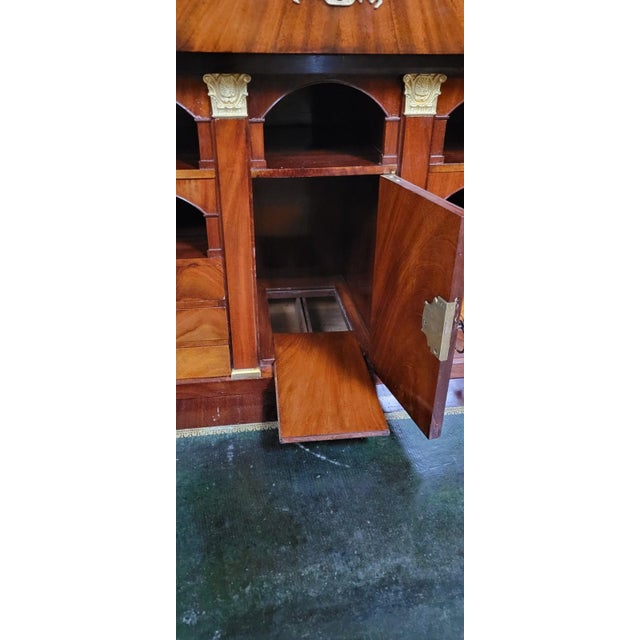 Traditional Empire Four-Column Secretaire in Flame Mahogany with Gilt Bronze Mounts For Sale - Image 3 of 13
