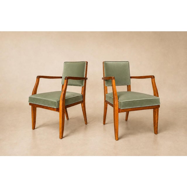 Pair of Caviúna Wood Armchairs in Thick Green Velvet, Brazil, Mid-20th Century - Lot 954 For Sale - Image 10 of 16