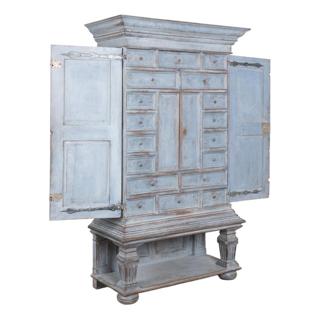 Early 19th Century Swedish Blue Painted 18 Drawer Cabinet For Sale