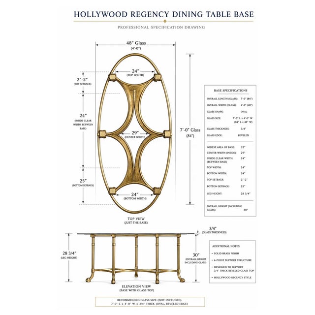 Metal La Barge: Monumental Italian Hollywood Regency Brass & Beveled Glass Dining Table, Dg Italy, C. 1980 For Sale - Image 7 of 9