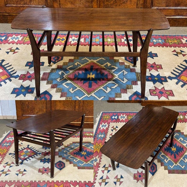 Brown English Coffee Table in Mahogany and Beech, 1970s For Sale - Image 8 of 9
