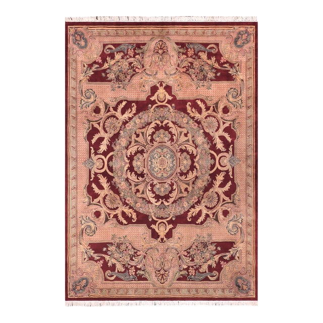 Shabby Chic Pak-Persian Red/Pink Wool Rug - 9'0'' X 11'11'' For Sale