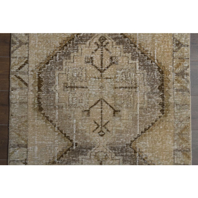 1970s Turkish Oushak Handmade Wool Cotton Brown Runner Rug For Sale In San Francisco - Image 6 of 11