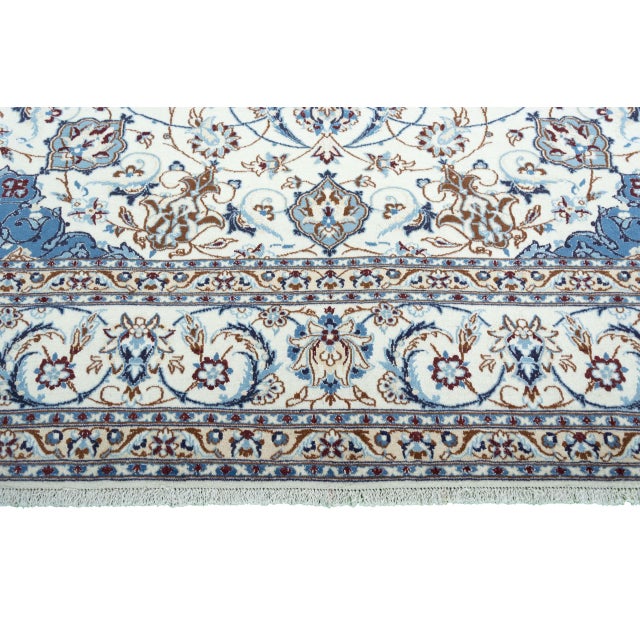Blue Vintage Hand-Knotted Nain Rug For Sale - Image 8 of 13