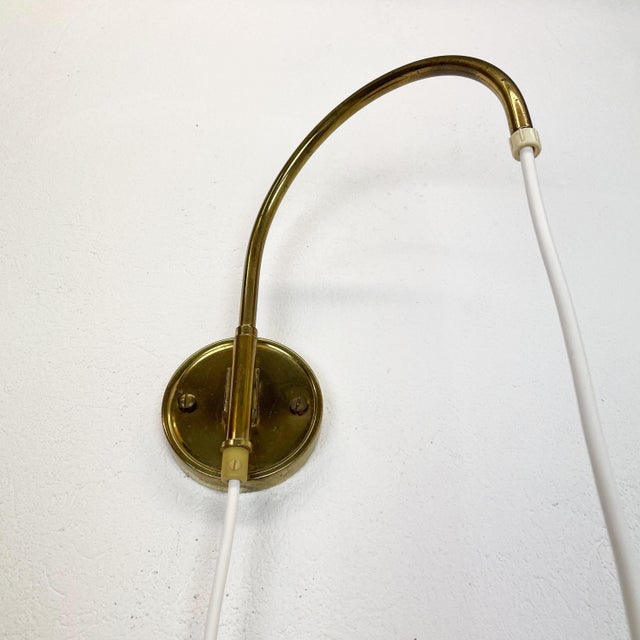 Metal Minimalist Adjustable Brass Wall Hanging Light, Italy, 1960s For Sale - Image 7 of 18