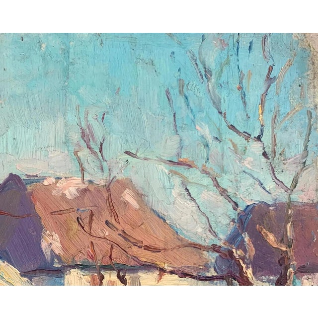 Impressionist Impressionism Winter Landscape Painting, Antique Soviet Art, 1960s 19-24 For Sale - Image 3 of 6