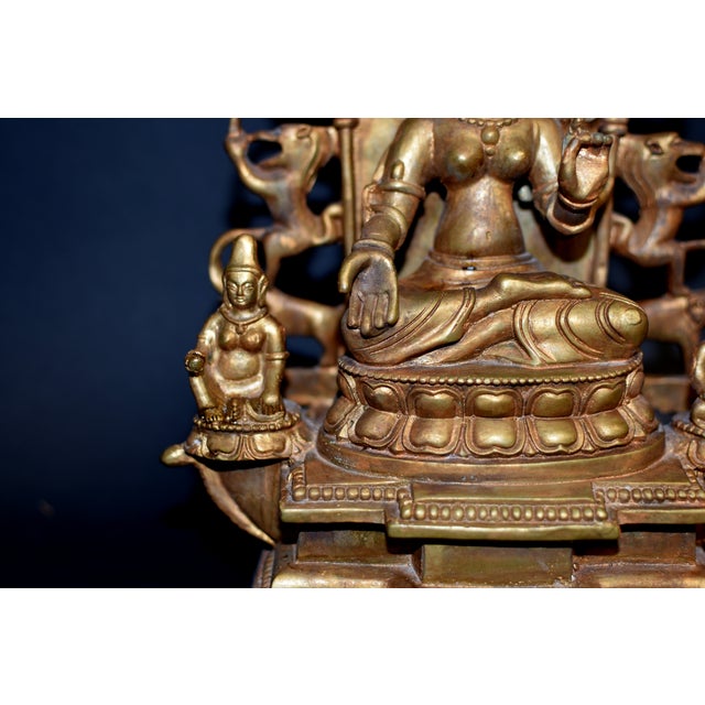 Gilt Bronze Tibetan Buddha Under Bodhi Tree For Sale - Image 16 of 16