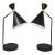 Mid-Century Modern Matte Black and Gold Cone Shade Table Lamps - a Pair For Sale