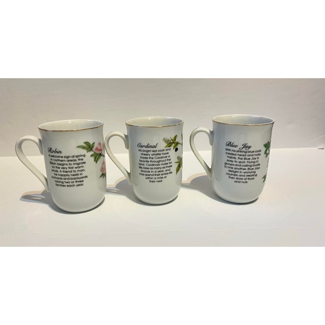 These are vintage 1985 porcelain mugs featuring illustrations from John James Audubon. The set includes the Robin,...