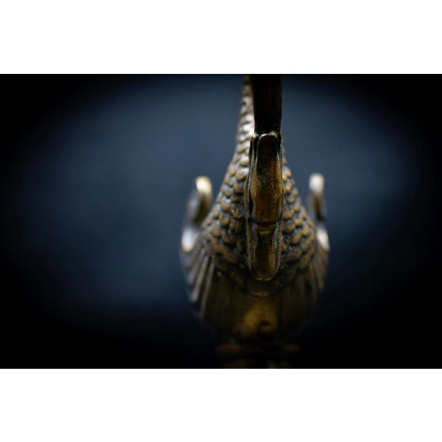 Art Deco Zoomorphic Patinated Bronze Ewer with Swan Handle by Max Le Verrier, France, 1925-1935 For Sale - Image 4 of 11