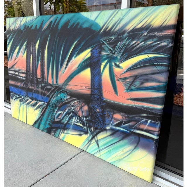Pop Art Large "Miami Vice" Style, Aerosol Painted Artwork by Brighman 1984 For Sale - Image 3 of 11