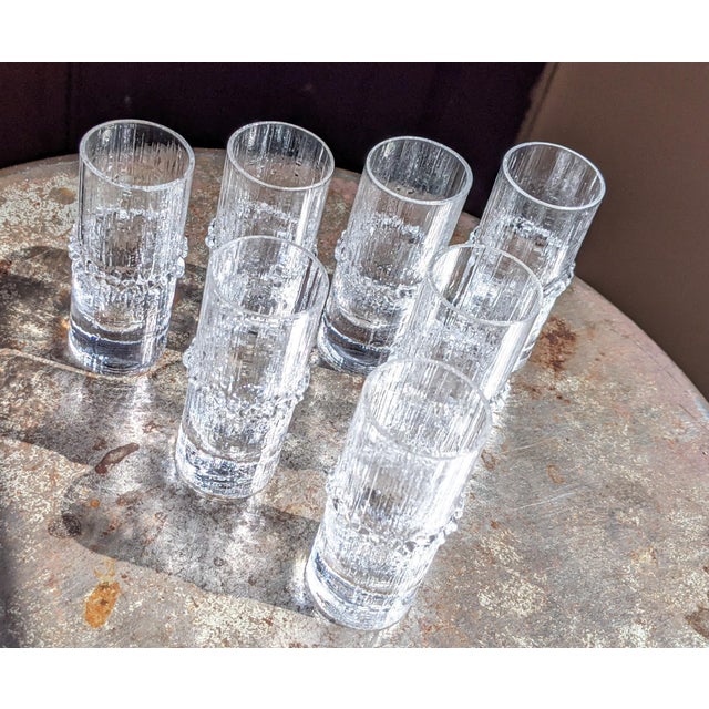Late 20th Century Seven (7) Iittala "Niva" Textured Icicle Cordial Shot Glasses Designed by Tapio Wirkkala For Sale In Cleveland - Image 6 of 9