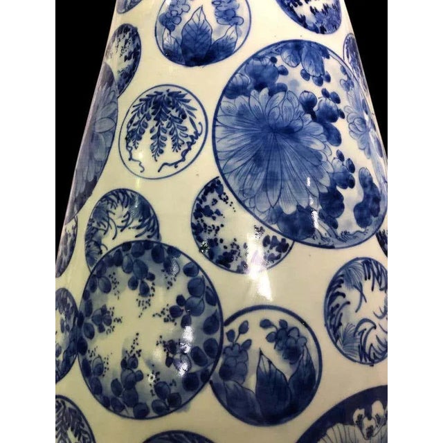 Ceramic Large Japanese Decorative Blue and White Porcelain Vases, Set of 2 For Sale - Image 7 of 14