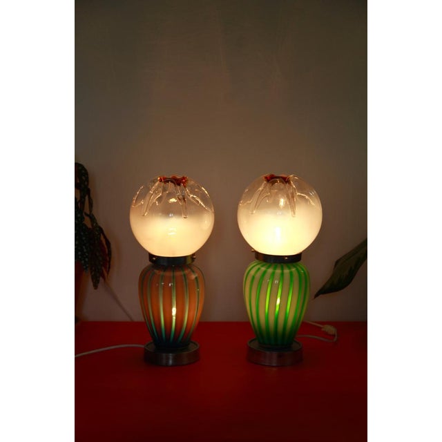 Space Age Murano Swirl Table Lamps from Mazzega, Italy, 1970s, Set of 2 For Sale - Image 12 of 15