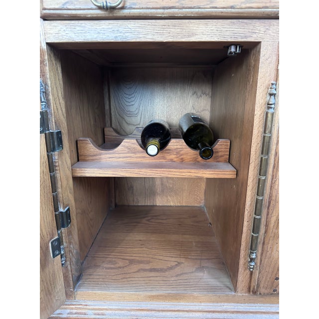 1980s 1980s European-Farmhouse Solid Oak Sideboard Bar Cabinet For Sale - Image 5 of 10