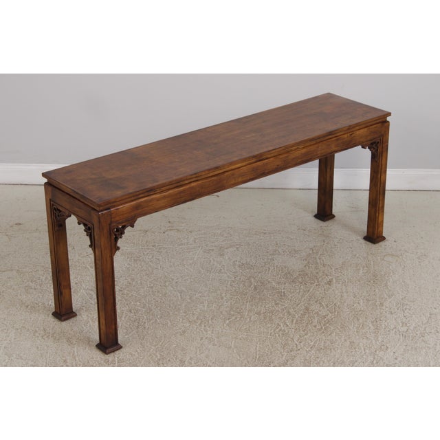 Chippendale Walnut Finish Long Alter Sofa Table Console For Sale - Image 3 of 13