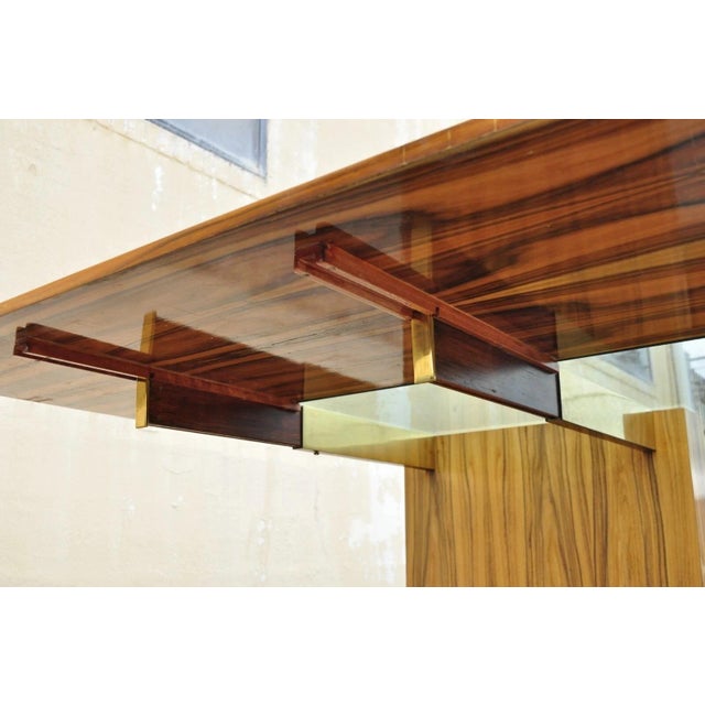 Late 20th Century Kagan Lacquered Rosewood and Brass Cantilever Glass Top Extension Dining Table For Sale - Image 17 of 18