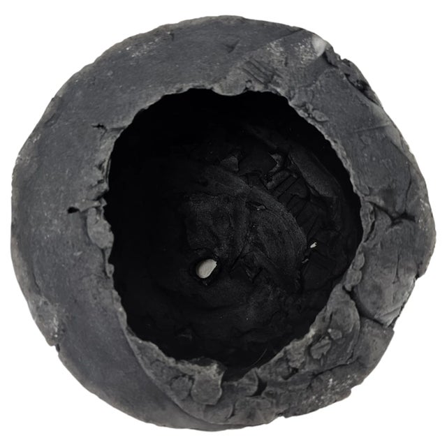 Green Sherri Cavan Sculptural Clay Base, Hand-Built Studio Pottery in Iridescent Green-Bronze Glaze, California, c.2000s For Sale - Image 8 of 8