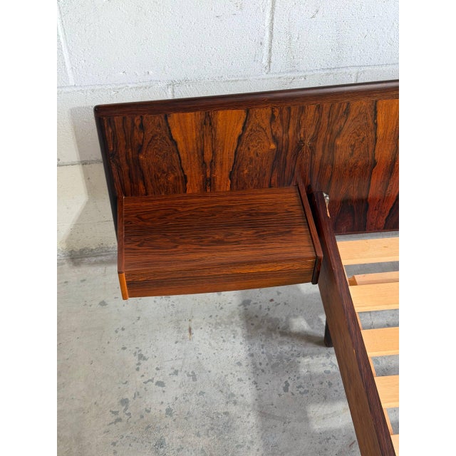 1960s Vintage Danish Rosewood Bed Frame With Floating Nightstands Mid Century Modern 1960s For Sale - Image 5 of 10