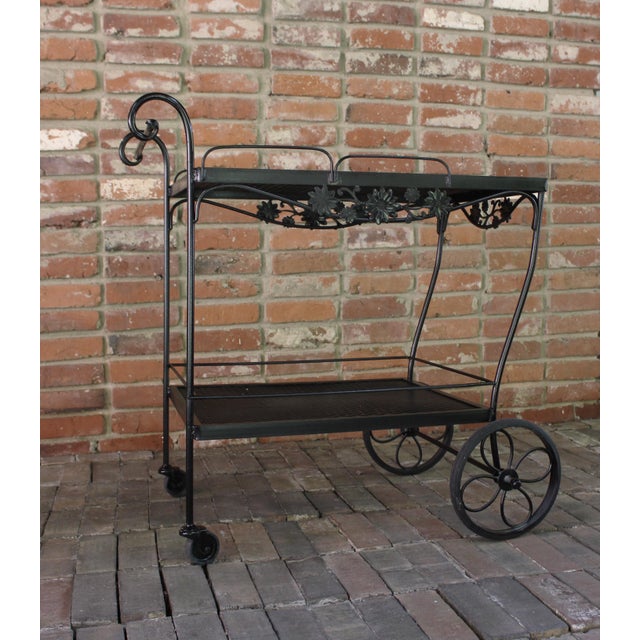 Late 20th Century Circa 1980s Wrought Iron Bar Cart by Russell Woodard For Sale - Image 5 of 9