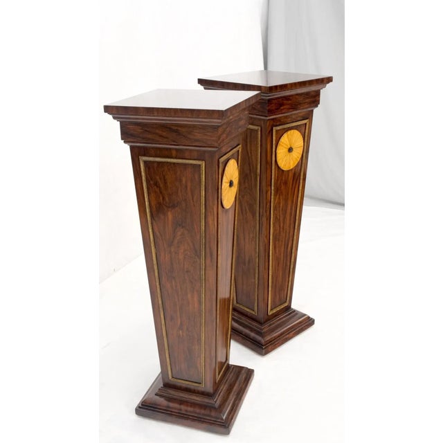 Pair Rosewood Square Tapered Pedestals Hidden Secret Storage Compartment For Sale - Image 6 of 13