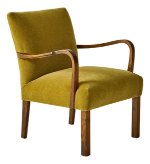 Scandinavian Art Deco Walnut Chair With Mohair Upholstery, 1940's.