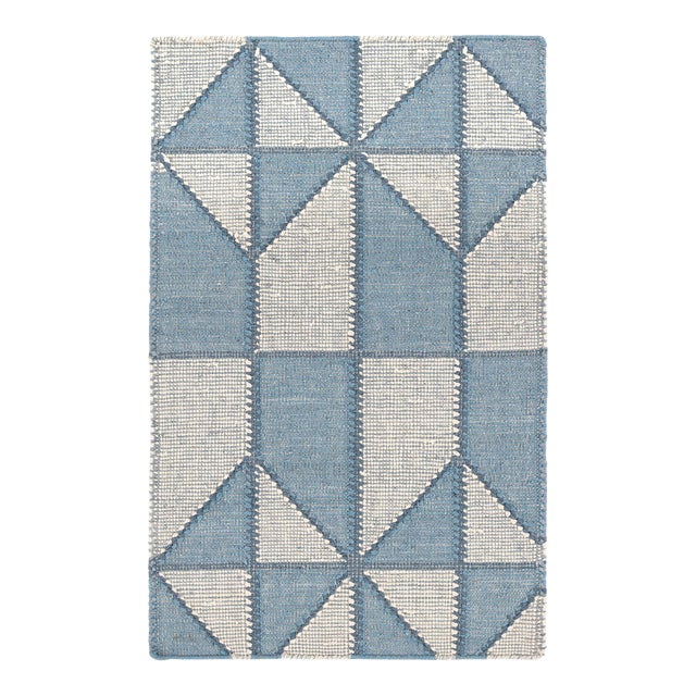 Mark D. Sikes for Dash & Albert Ojai Blue Loom Knotted Cotton Rug, 8' 6" x 11' 6" For Sale