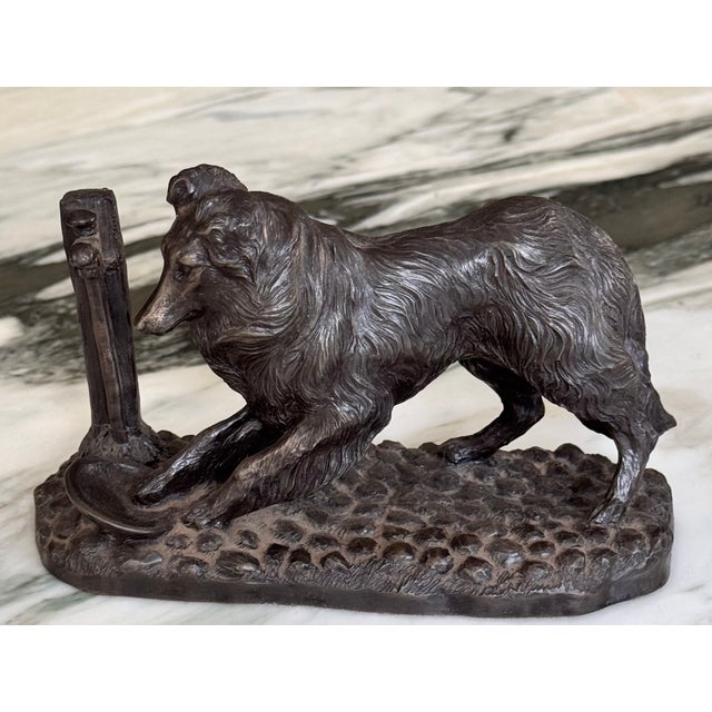 Bronze 1970’s Jean Spouse for Heredities Bronze Collie at Water Pump For Sale - Image 8 of 15