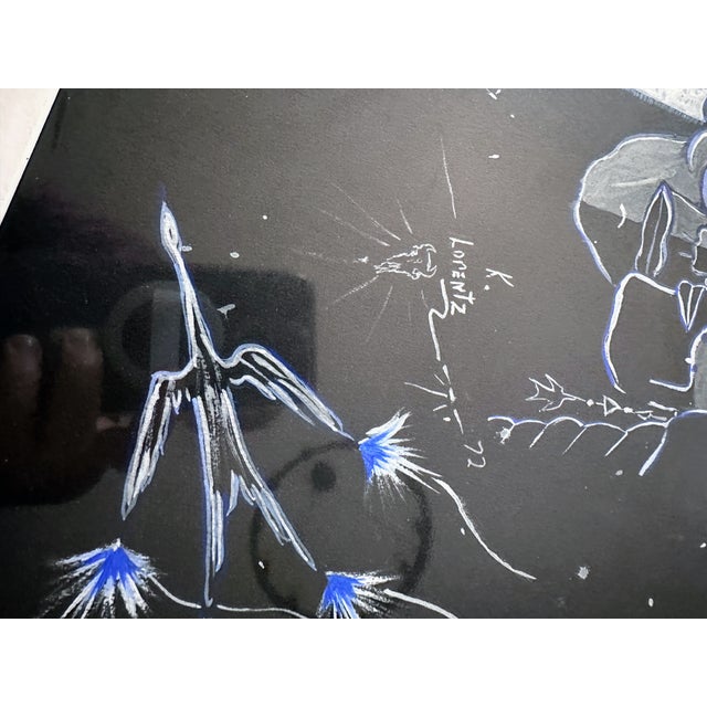1970s Original Signed "Two Faces in Blue" Gouache on Paper by K. Lorentz For Sale In Denver - Image 6 of 8