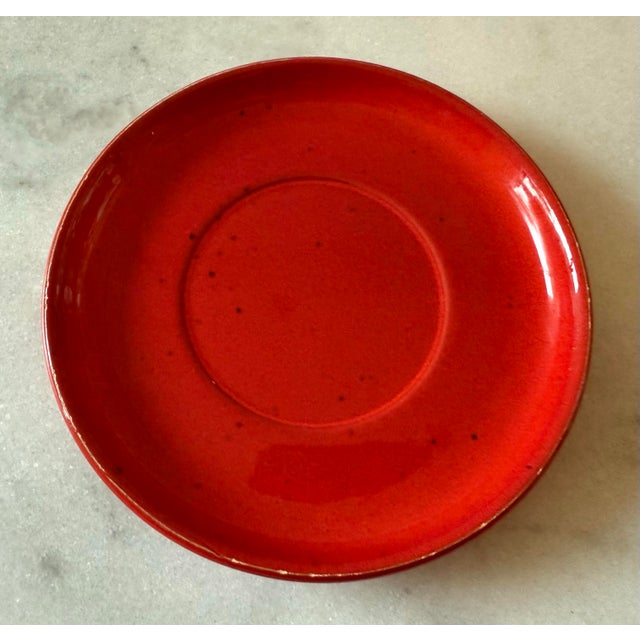 Mid-Century Modern Set of 9 Red Gerz West Germany Pottery Saucers For Sale - Image 3 of 9