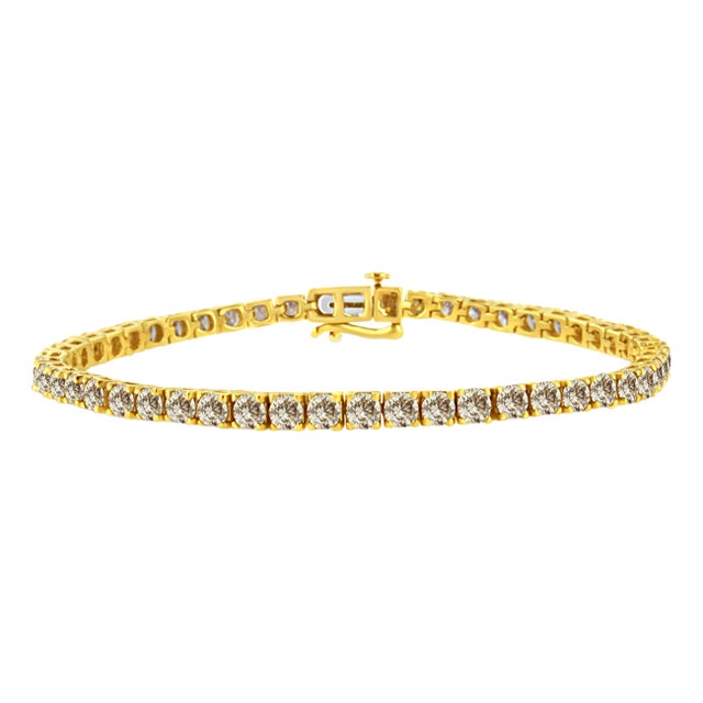 14K Yellow Gold Plated .925 Sterling Silver 8.0 Cttw Diamond Classic Link Tennis Bracelet (K-L Color, I2-I3 Clarity) - 7-1/4" For Sale