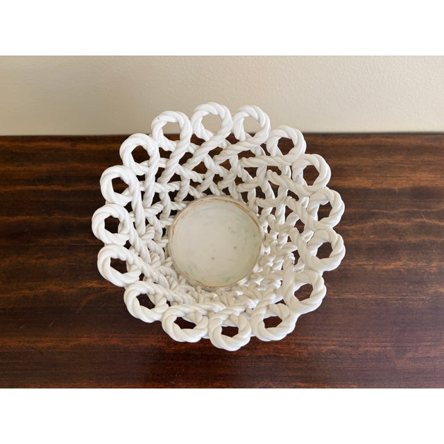 1960s Vintage French Country Reticulated Porcelain Rope-Form Cachepot, Circa 1960s For Sale - Image 5 of 9