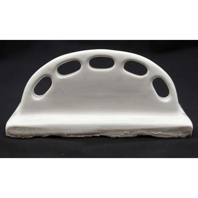 Mid 20th Century Vintage 6 In. Ceramic White Wall Toothbrush Holder For Sale - Image 5 of 6