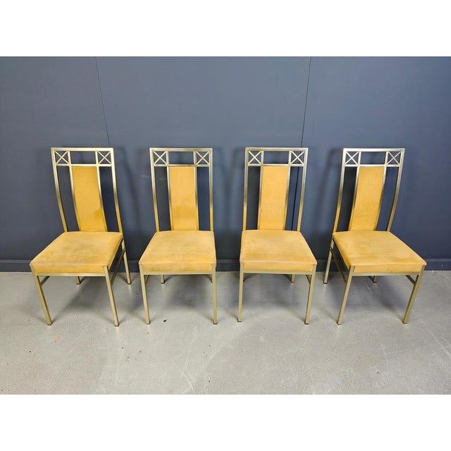 Vintage Brass Dining Chairs attributed to Belgochrom, 1970s, Set of 4 For Sale - Image 13 of 14