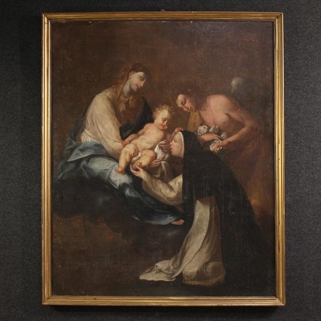 Italian Artist, Adoration of Saint Rose of Lima with Madonna and Child, 1730, Oil on Canvas For Sale - Image 15 of 15