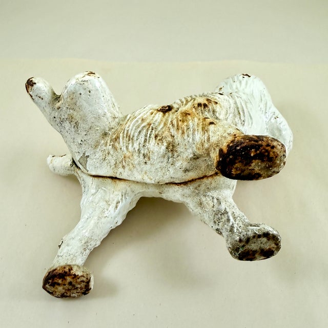 'Naughty Scottie' Vintage White Scottish Terrier Cast Iron Doorstop For Sale - Image 10 of 10